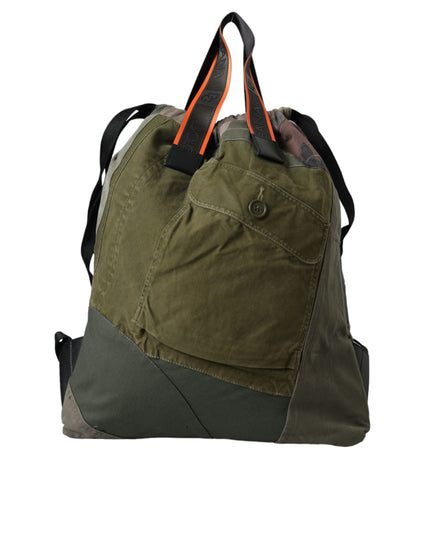 Dolce & Gabbana Military Green Patchwork Rucksack Backpack Bag