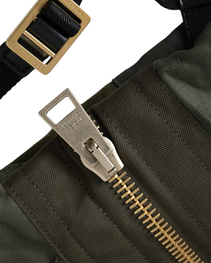 Dolce & Gabbana Military Green Patchwork Rucksack Backpack Bag