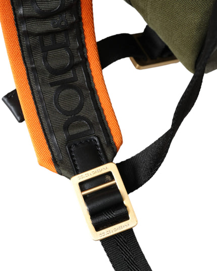Dolce & Gabbana Military Green Patchwork Rucksack Backpack Bag