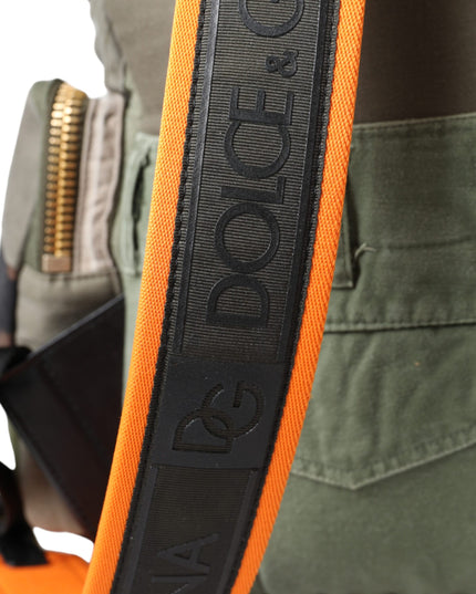 Dolce & Gabbana Military Green Patchwork Rucksack Backpack Bag