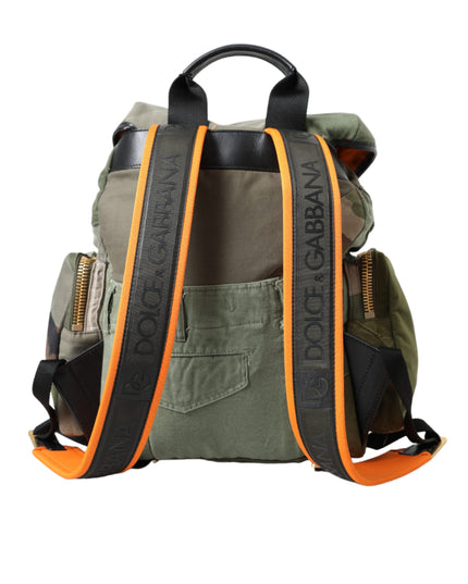 Dolce & Gabbana Military Green Patchwork Rucksack Backpack Bag