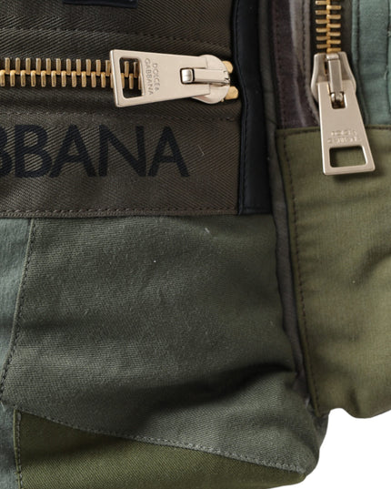 Dolce & Gabbana Military Green Patchwork Rucksack Backpack Bag