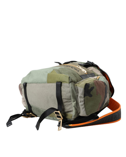 Dolce & Gabbana Military Green Patchwork Rucksack Backpack Bag