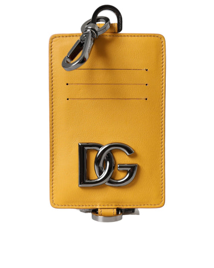 Dolce & Gabbana Orange Calf Leather Credit Card Holder Clip On Wallet