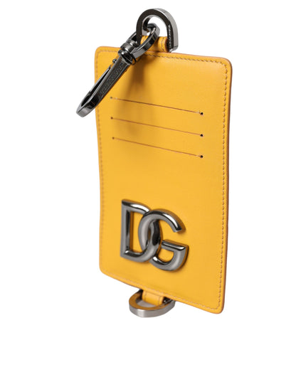 Dolce & Gabbana Orange Calf Leather Credit Card Holder Clip On Wallet