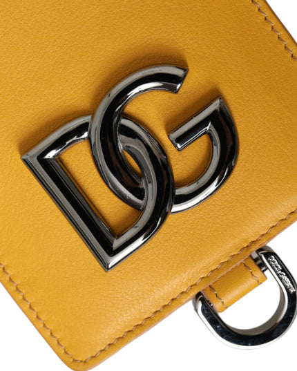 Dolce & Gabbana Orange Calf Leather Credit Card Holder Clip On Wallet