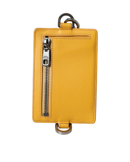 Dolce & Gabbana Orange Calf Leather Credit Card Holder Clip On Wallet