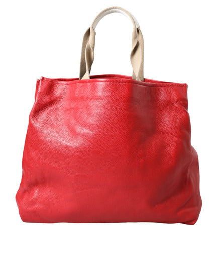 Dolce & Gabbana Red Leather #DGFamily Patch Shopping Tote Bag