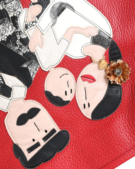 Dolce & Gabbana Red Leather #DGFamily Patch Shopping Tote Bag