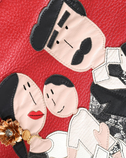 Dolce & Gabbana Red Leather #DGFamily Patch Shopping Tote Bag