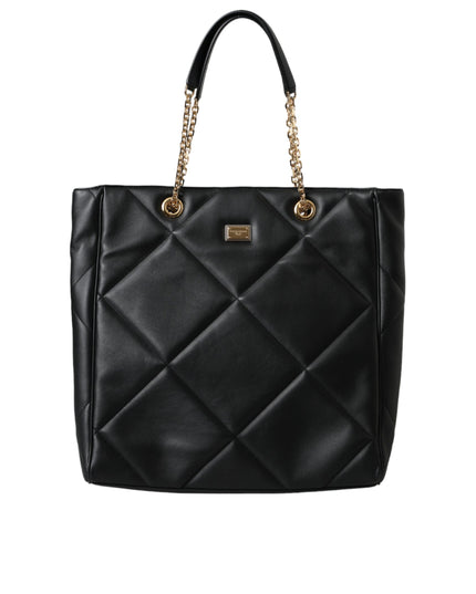 Dolce & Gabbana Black Leather JUNGLE Quilted Shopping Tote Bag