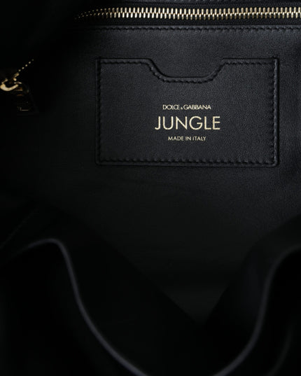 Dolce & Gabbana Black Leather JUNGLE Quilted Shopping Tote Bag