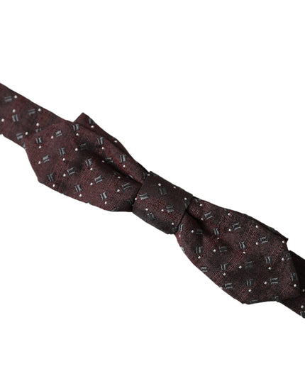 Dolce & Gabbana Maroon Silk Patterned Adjustable Neck Papillon Bow Tie