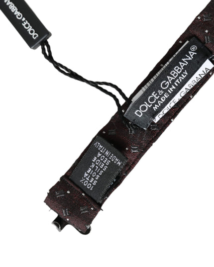 Dolce & Gabbana Maroon Silk Patterned Adjustable Neck Papillon Bow Tie