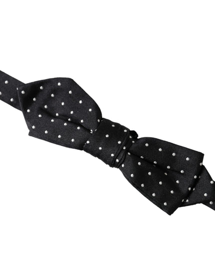 Dolce & Gabbana Black Silk Polka Dot Adjustable Neck Men Papillon Bow Tie