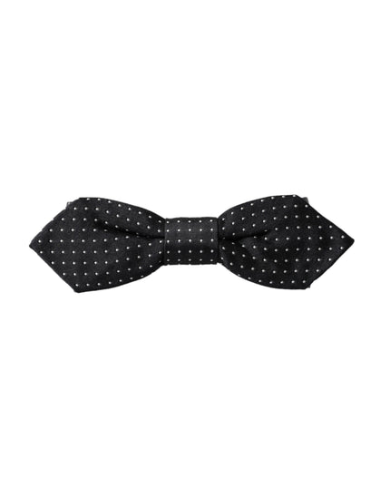 Dolce & Gabbana Black Silk Polka Dot Adjustable Neck Men Papillon Bow Tie