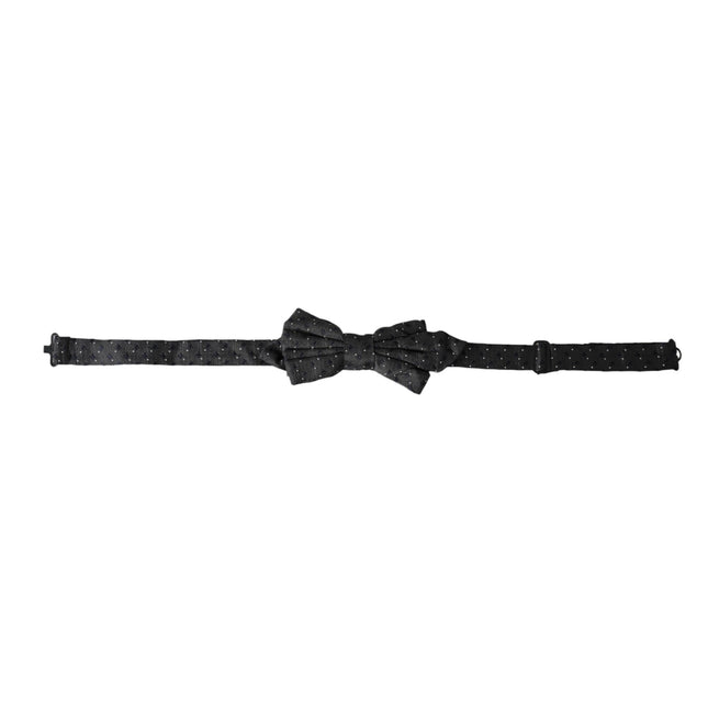 Dolce & Gabbana Black Silk Patterned Adjustable Neck Men Papillon Bow Tie