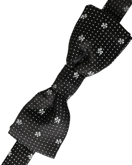 Dolce & Gabbana Black Silk Floral Adjustable Neck Men Papillon Bow Tie
