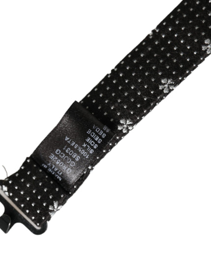 Dolce & Gabbana Black Silk Floral Adjustable Neck Men Papillon Bow Tie