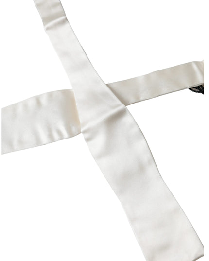 Dolce & Gabbana White Silk Slim Skinny Necktie Men Bow Tie