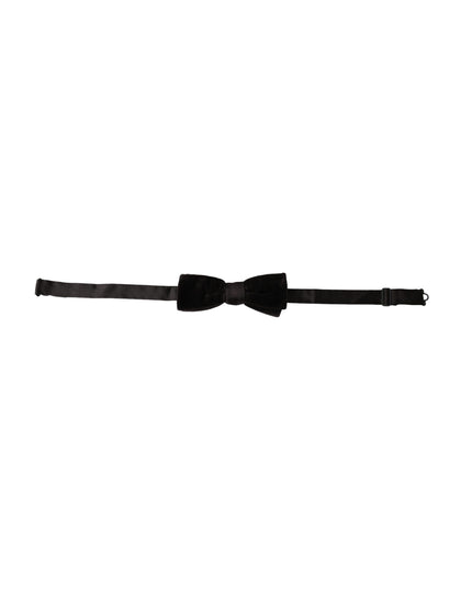 Dolce & Gabbana Black Velvet Cotton Adjustable Neck Men Bow Tie