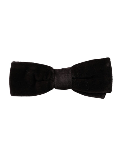 Dolce & Gabbana Black Velvet Cotton Adjustable Neck Men Bow Tie