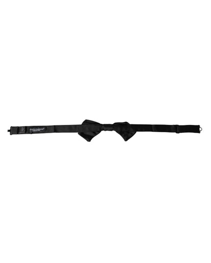 Dolce & Gabbana Black Satin Silk Adjustable Neck Men Bow Tie