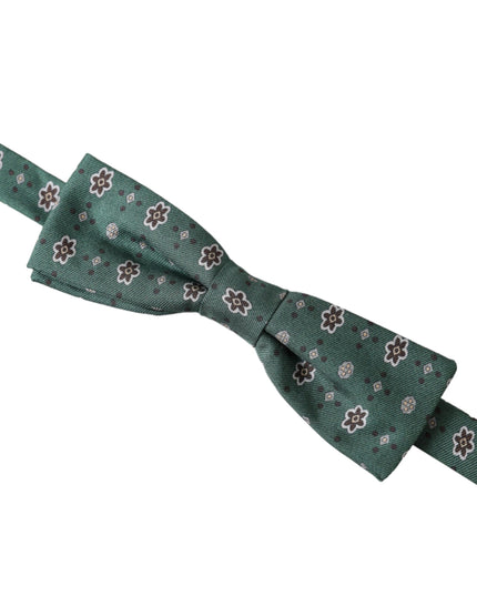 Dolce & Gabbana Mint Green Floral Adjustable Neck Men Bow Tie
