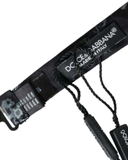 Dolce & Gabbana Black Floral Silk Adjustable Neck Men Bow Tie