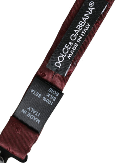 Dolce & Gabbana Maroon Floral Silk Adjustable Neck Men Bow Tie