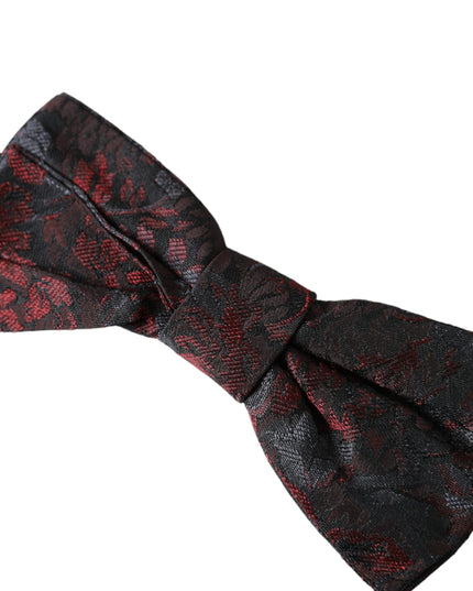 Dolce & Gabbana Red Black Floral Adjustable Neck Men Bow Tie
