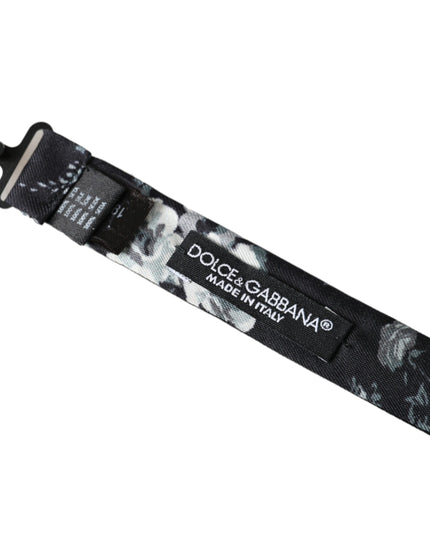 Dolce & Gabbana Black Floral Fantasy Adjustable Neck Men Bow Tie