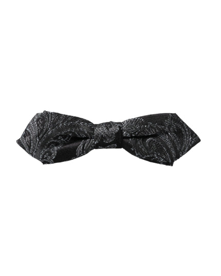 Dolce & Gabbana Black Silk Jacquard Adjustable Neck Men Bow Tie