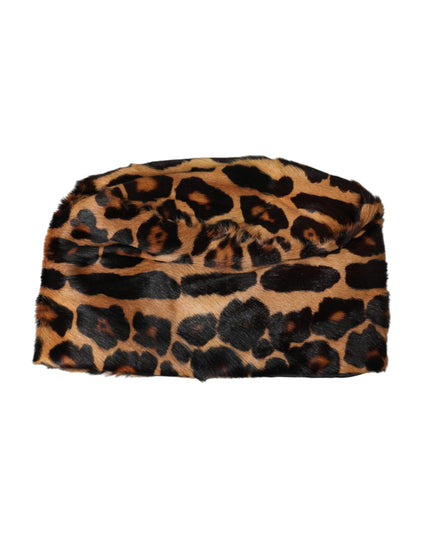 Dolce & Gabbana Brown Leopard Fur Women Bucket Hat