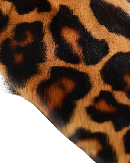 Dolce & Gabbana Brown Leopard Fur Women Bucket Hat