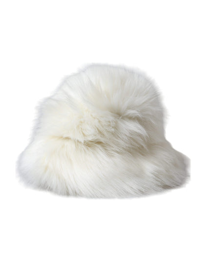 Dolce & Gabbana White Acrylic Fur Womens Bucket Hat