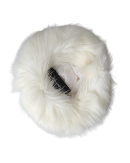 Dolce & Gabbana White Acrylic Fur Womens Bucket Hat