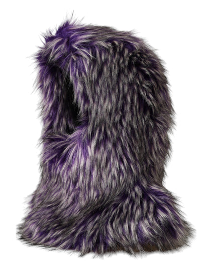 Dolce & Gabbana Purple Faux Fur Whole Head Wrap Hat