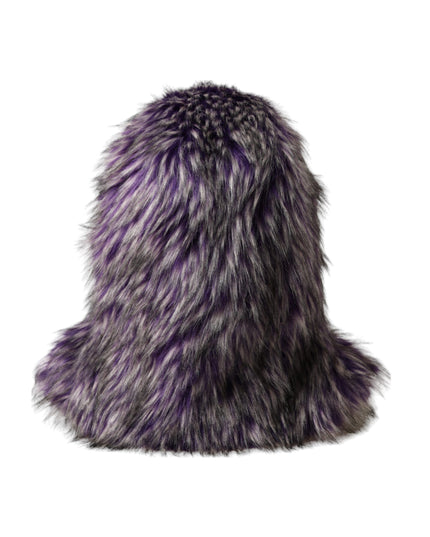 Dolce & Gabbana Purple Faux Fur Whole Head Wrap Hat