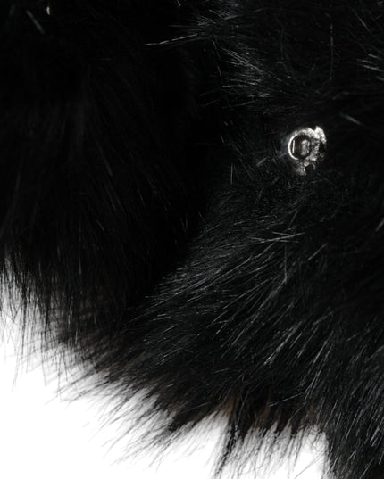 Dolce & Gabbana Black Faux Fur Whole Head Wrap Hat