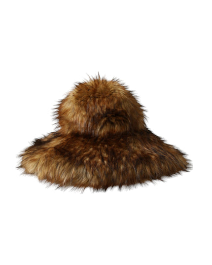 Dolce & Gabbana Brown Modacrylic Faux Fur Bucket Hat