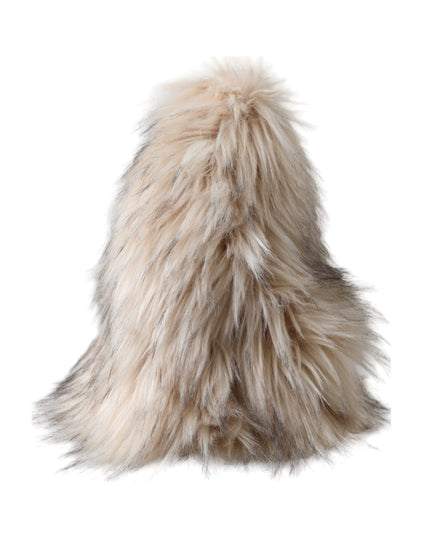 Dolce & Gabbana Beige Acrylic Fur Women Bucket Hat