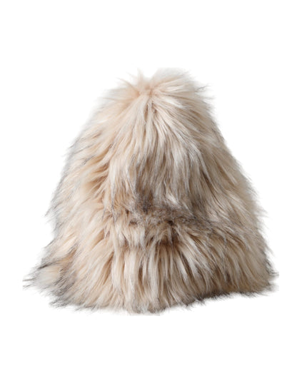 Dolce & Gabbana Beige Acrylic Fur Women Bucket Hat