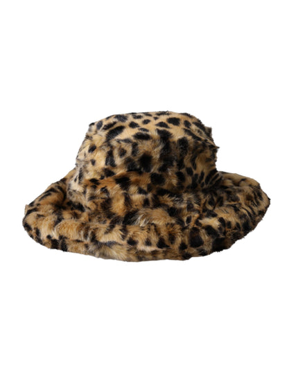 Dolce & Gabbana Brown Leopard Fur Women Bucket Hat