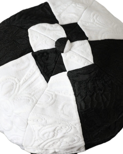 Dolce & Gabbana Black White Checkered Wide Brim Floppy Hat