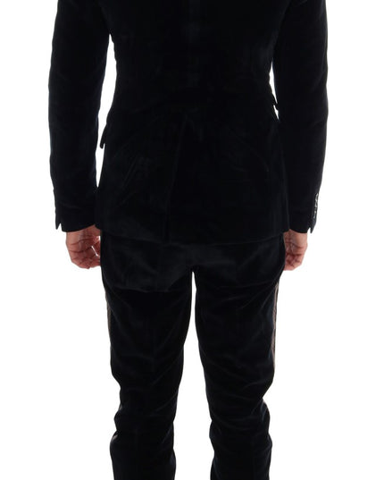 Dolce & Gabbana Blue Velvet Two Button Slim 3 Piece Suit