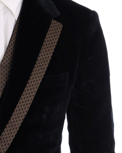Dolce & Gabbana Blue Velvet Two Button Slim 3 Piece Suit