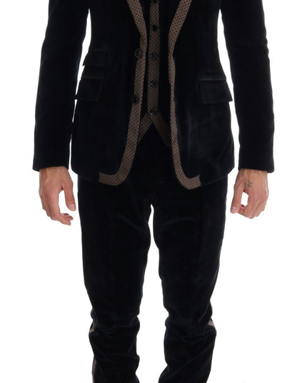 Dolce & Gabbana Blue Velvet Two Button Slim 3 Piece Suit