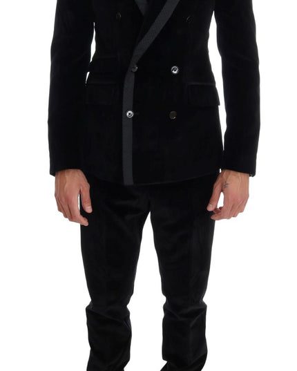 Dolce & Gabbana Black Velvet Slim Double Breasted Suit