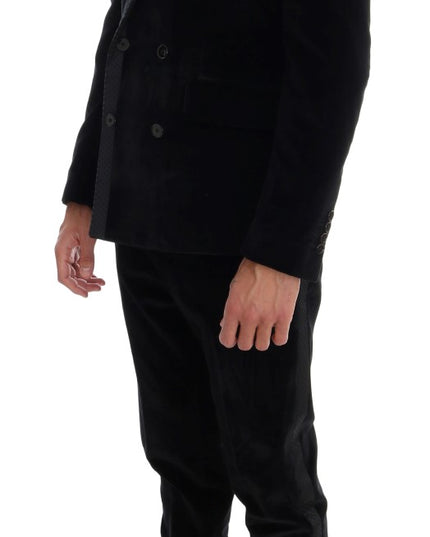 Dolce & Gabbana Black Velvet Slim Double Breasted Suit